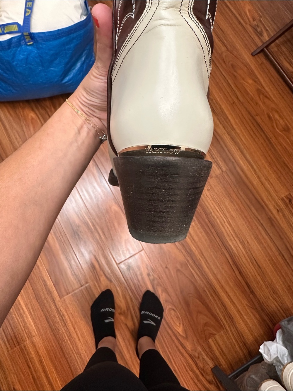 Partlow Rowan Cowboy Boot in Two Tone Brown and White - Picture 5 of 11